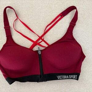 Victoria Sport Burgundy Zip Front Sports Bra